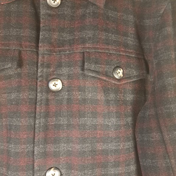 Men's Utex Plaid Button Front Wool Blend Coat Shacket Sz Large - Picture 9 of 9